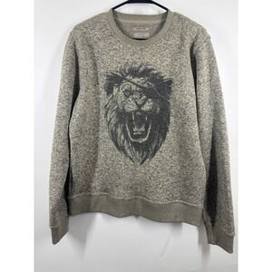 Lucky Brand Mens Shearless Fleece Lion Eyepatch Pirate Graphic Sweatshirt Grey M